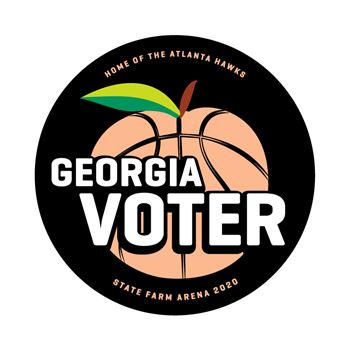 Georgia Voter Sticker with basketball peach logo
